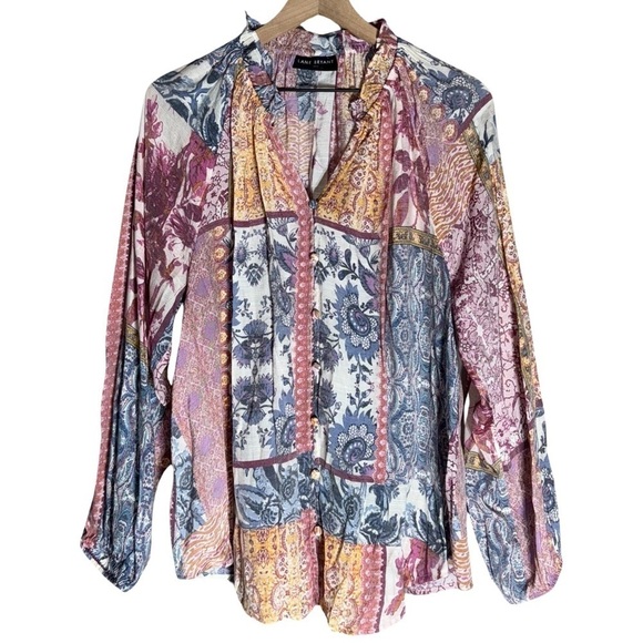 Lane Bryant Classic Long-Sleeve Ruffle Split-Neck Button-Down Shirt - Size 14/16 - Picture 4 of 10